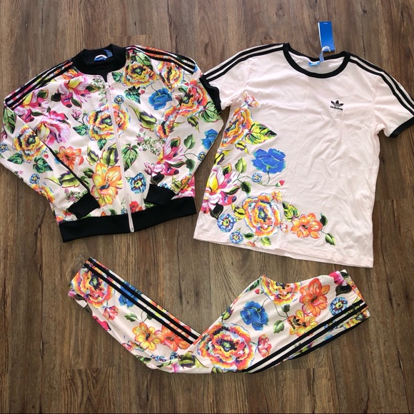 adidas Other - *SOLD* Adidas Floralita Bundle Jacket Legging Tee
